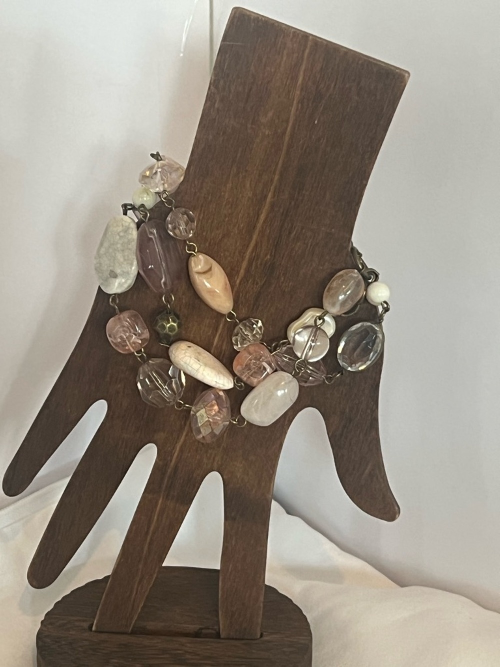 Multi-Bead Pink and Neutral Stretch Bracelet - Women Jewelry